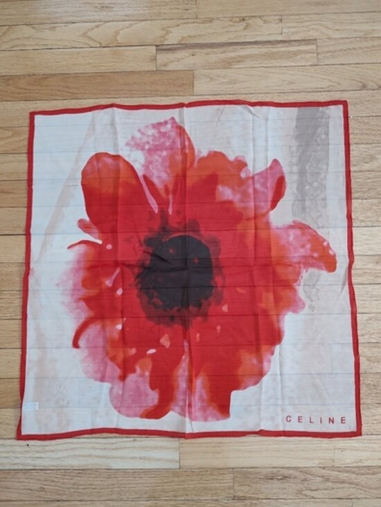 Celine Accessories - Celine poppy floral silk sheer scarf large EUC